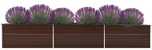 NITCA Letto di Coltura Rialzato Giardino in Acciaio Zincato, Fioriera Rialzata da Esterno, Fioriera da Giardino, Letto Rialzato per Balcone, Terrazzo o Giardino #1, Marrone 480x80x77 cm