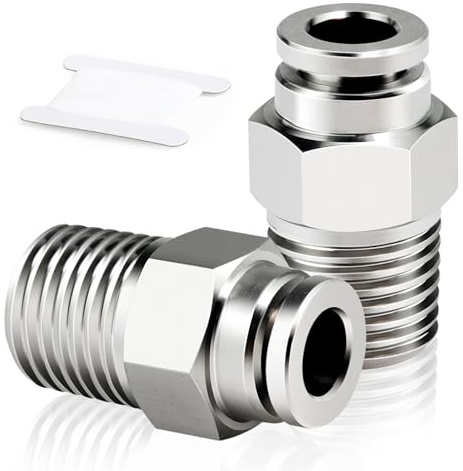 TAILONZ PNEUMATIC Racor recto macho de 4 mm de diámetro exterior x rosca BSP de 1/8 pulgada con conexión a presión Cobre niquelado TPC4-01 (Pack de 5)