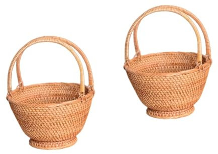 TOPBATHY 2stücke Outdoor Picknickkorb Geflochtenem Rattan Tragbare Obst Und Aufbewahrungslösung Für Familie Und Für Park Und Strand
