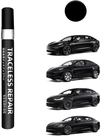 TOPABYTE Stylo de Retouche de Peinture pour Tesla Model Y X S 3 Highland Kit de Réparation de Peinture de Carrosserie Effaçant les Rayures pour les Propriétaires (Solid Black)-PBSB
