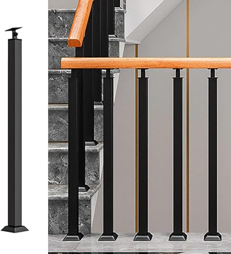 LQSYBHD Corrimano Per Scale Montante Per Scale Ringhiera,Kit Colonna Per Ringhiere Per Corrimano In Ferro Battuto,Balaustre Per Scale Nere Per Scale Interne Esterne,Per Scale Di Vi(Size:A 90cm/35.4in)