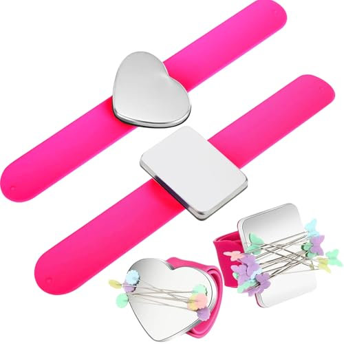 NECXON 2 Stück magnetisches Nadelkissen zum Nähen am Handgelenk, tragbares Nadelkissen zum Nähen, Schminken, Frisieren