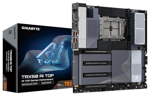 GIGABYTE TRX50 AI TOPMotherboard - Supports AMD Ryzen PRO 7000 CPUs- 16+8+4 Phases Digital VRM- up to 5200MHz DDR5 (OC)- 4xPCIe 5.0 + 4xPCIe 4.0 M.2- Wi-Fi 7-10GbE LAN- USB 3.2 Gen 2x2