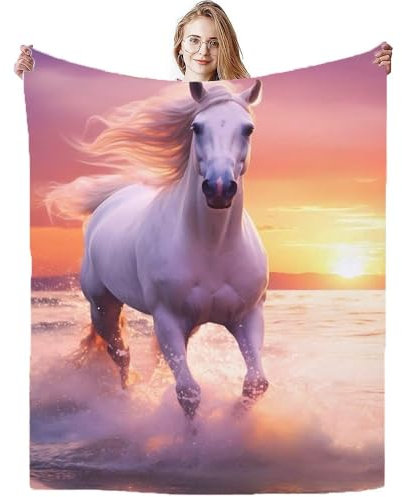 KnorRs Pferd Kuscheldecke Flanell-Fleecedecke, 3D-Design Als Sofadecke Oder Wohndecke, Für Frauen, Mutter Und Erwachsene (T1,100 x 130 cm)