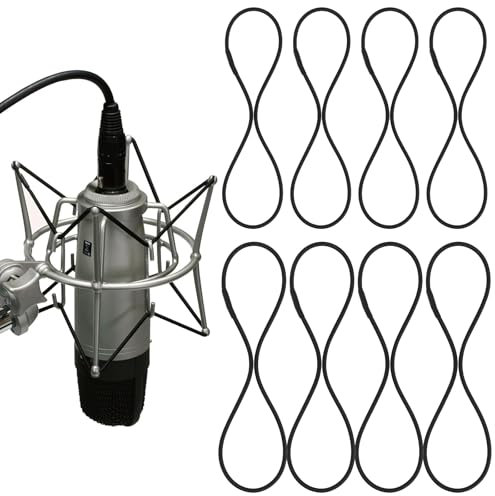 8PCS Universal Elastic Bands Replacement, Microphone Shock Mount Rubber Ring for Microphone Shock Mount Holder Clamp Clip (Black)