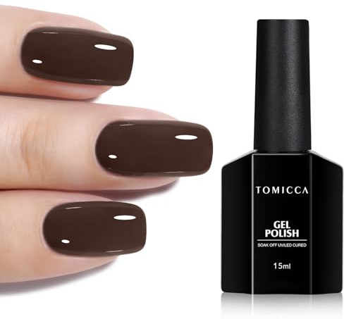 TOMICCA UV nagellack mörkbrun, 15 ml gel för nybörjare gör-det-själv hem, nagelkonst manikyrsalong