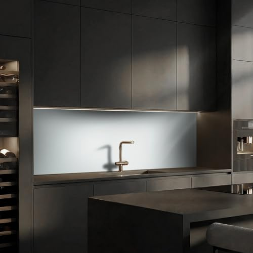 Dedeco Küchenrückwand Motiv: Grau V1, 5mm Hartschaum Kunststoffplatte PVC als Spritzschutz Fliesenspiegel zum Aufkleben Wandschutz wasserfest, UV-Lack matt, alle Untergründe, 260 x 60 cm