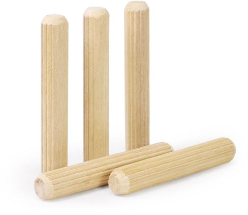 5/16 x 2 Wooden Dowel Pins, FoDau770 Fluted Wood Dowel Rods, Natural Beech Wood Dowel Pegs for Crafts, Woodworking, DIY Furniture - 100 Pieces