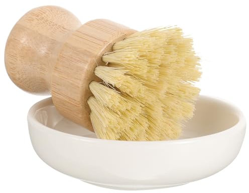 GLSTOY Kitchen Cleaning Brush Wood Handle for Pot Brush and Dish Scrubber for Stove and Sink Drainer Cleaning