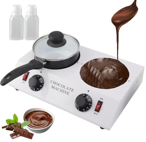 WOTZOV Máquina para derretir Chocolate con Doble Cilindro, máquina para Calentar Chocolate y derretir Queso, Rango de Temperatura Ajustable de 30 a 85 °C, Herramientas para Hornear fuent