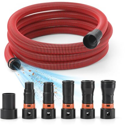Klabb 10 Feet Dust Collection Hose Kit for Home and Shop Vacuums System with 6 Adapters of Woodworking Power Tool and Sander,Compatible with Multi-Brands Power Tool Adapter Set for Dust Collection