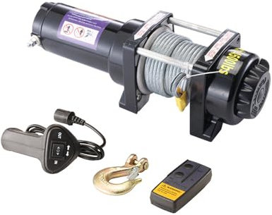 KELUNIS Cabrestante De Cable De Acero Resistente Al Agua De 12 V con Placa De Montaje Y Control Remoto con Cable para VehíCulos Todo Terreno Embarcaciones Y VehíCulos Todo Terreno,3000lbs