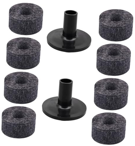 Almohadilla de Fieltro para Platillo Negro, Juego de 10 Piezas para Batería | Accesorios para Kits de Percusión, 8 Piezas de 2, 5cm y 2 Fundas, Color Negro