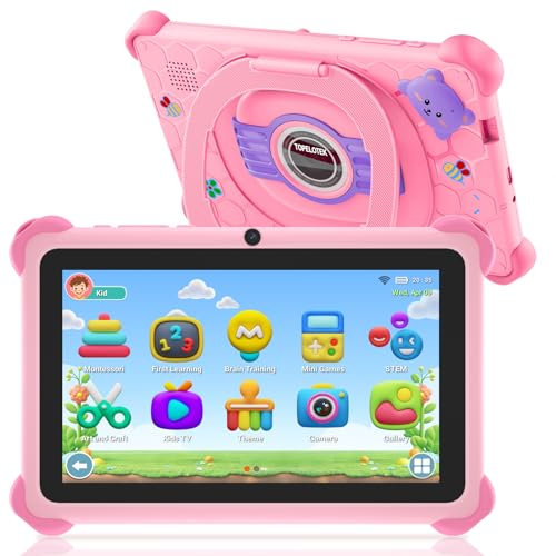 Kids Tablet for Toddlers, Children’s Tablet for Kids with WIFI Dual Camera Touch Screen Kid Edition APP Installed, Durable Shockproof Case Parental Controls 3-7 Year Toddler Boys Girls Gift(Pink)