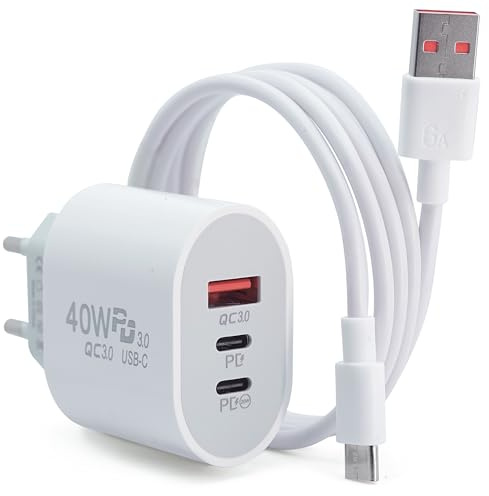 Caricatore USB Multiplo – Ricarica Veloce 40W, Doppia Porta USB C, Sistema Anti-Surriscaldamento