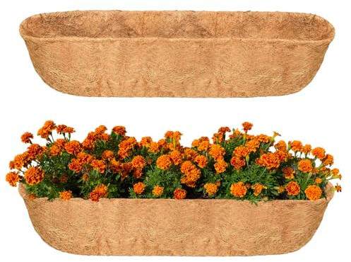 Newthinking 24 Inch Coco Coir Wall Trough Liner, 100% Natural Coir Window Box Liners, Coconut Fiber Replacement Liner for Wall Mounted Basket Planters, 2 Pack