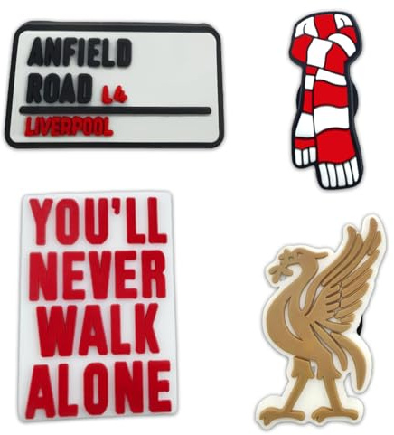 Leseogye 4PCS Football Shoe Charms, Football Club Themed Shoe Decoration Charm for Adults, Non-Slip PVC Clog Charms Gift for Fans, Birthday & Party Souvenirs