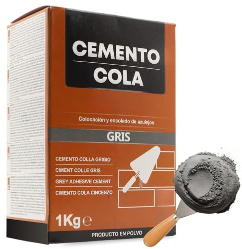 TECHZOCO Cemento Cola Gris en polvo, Preparado de cemento, Producto en polvo, Indicado para para colocación y encolado de azulejos, Uso interior y exterior, Color Gris, Contiene 1 Kg