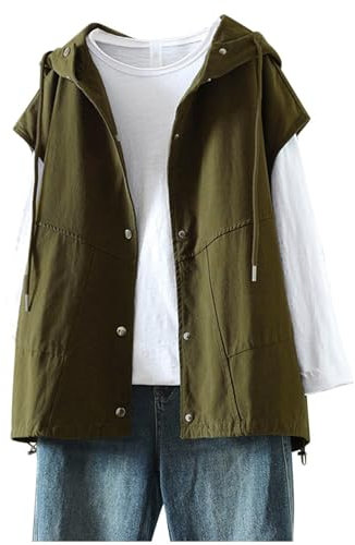 Leinenweste Damen, Outdoor Ärmellose Anglerweste Dünne Damenwesten Atmungsaktive Arbeitsweste Bequeme Fahrradweste Mit Taschen Sommerweste