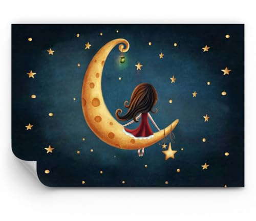 ARTTOR Papel pintado de vinilo tejido no tejido Premium Canvas - Infantil Chica Luna - 250x175 cm - Fotomurales Moderna Decorativos Papel tapiz fotográfico Dormitorio Para la sala - WF3AA250x175-4683