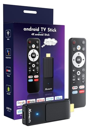 GREVA Clé TV 4K Ultra HD Streaming 2025, Android 14.0 TV Stick avec GG Assistant Télécommande Vocale, Android TV Box Smart Streaming Media Player, 2 Go 16 Go HDR/AV1/2,4G/5G WiFi 6/BT 5.0 Noir