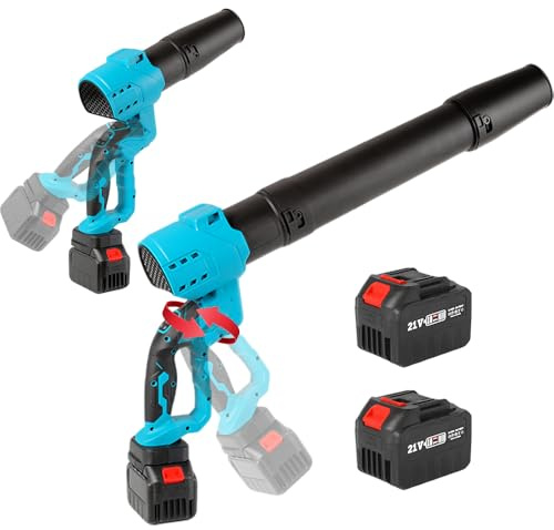 Akku Laubbläser kabellos,300000 U/min, Elektrischer Laubbläser mit 5-Gang Einstellbar & 2 Akkus,Bürstenlosem Motor,Akku Gebläse für Garten, Schnee, Staub, Auto und Gartenreinigung (2 Akkus)