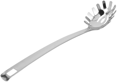 VERDANVERSE Cuillère Service Pâtes Acier Inoxydable Ustensile Cuisine pour Servir Spaghetti et Nouilles avec Filtre Intégré Design Simple et Surface Lisse Pratique pour Filtrer Soupe et Pâtes