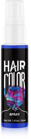 Temporary Hair Colour Spray for Kids - Wash Out in Seconds with 8 Vibrant Colors (Gold, Purple, Pink, White, Grey, Blue, Green, Red) | Non-Toxic & Safe for Party, Halloween, Costum (Blue)