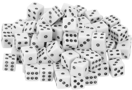 QUARKZMAN 50Pcs Mini Dadi 8mm/0.31 Con Punti Bianco/Nero | Per Giochi Da Tavolo Party E Attività, Dadi Piccoli In Acrilico A Sei Facce