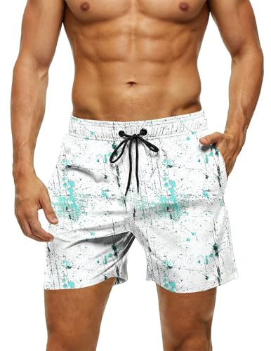 Leaomuny Costume Mare Uomo Corto Pantaloncini Boxer Piscina Costumi da Bagno Bermuda Fantasia Corti Pantaloncino Slip Sportivi Estivi Surf Taglie Forti Shorts Swimming Nuoto con Tasche E Coulisse