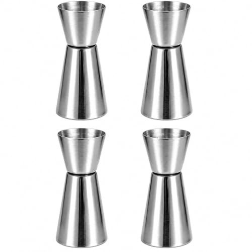 4Pcs Spirit Measure 25ml 50ml, 304 Stainless Steel Dual Cocktail Jigger | 304 stainless steel spirit measures, 25ml single & 50ml double shot measure, dual cocktail jigger for bar & home