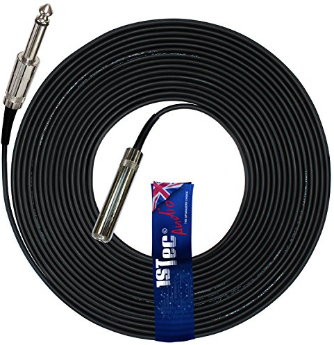 1STec 10m Long 6.35mm Mono REAN Neutrik Professional ¼ Inch Jack to Socket DJ Mic Extension Music Instrument Lead with Male Female Metal Connectors Screened cable & Strain Relief Plugs (10 Metre)