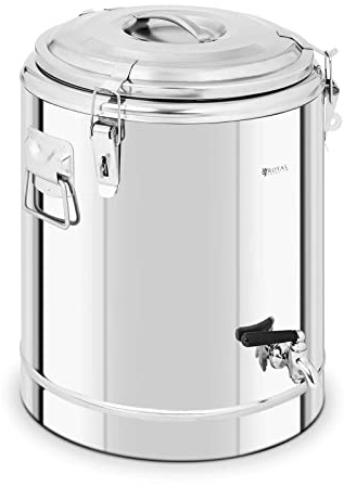 Royal Catering RCTP-30ET Thermobehälter Edelstahl 22,5 L mit Ablasshahn Thermo-Transportbehälter für Essen Thermobox Gastro Warmhaltebehälter für Speisen Thermoport