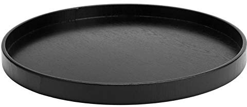 Plateau à thé antidérapant Noir en Bois Rond, Table de Service pour Utilisation de Bar de Bureau à Domicile, 27cm ou 30cm(30cm)