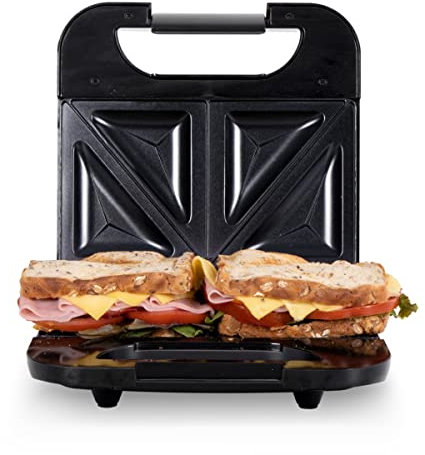 UNIVERSALBLUE Sandwichera Grill Doble 750W Potencia | Placas Antiadherentes, Temperatura Regulable 140-210ºC | Acero Inoxidable, Luz Indicadora, Recogecables | Para 2 Sándwiches, Garantía 3 Años