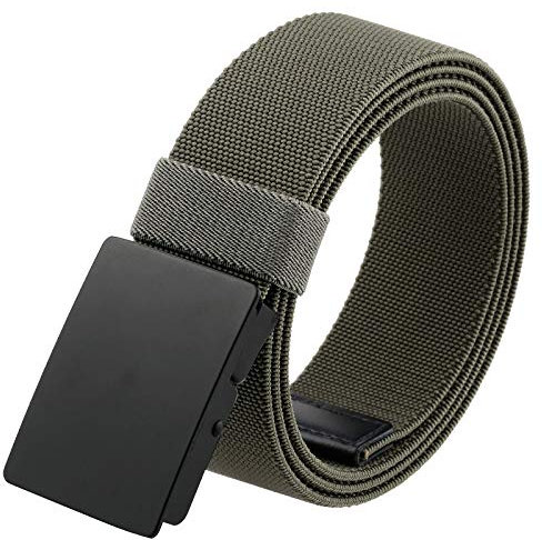 KYEYGWO Herren Elastischer Gürtel mit Metallschnalle, Einstellbare Stoffgürtel Stretch Nylon Gürtels Tactical Freizeitgürtel Männer Arbeitsgürtel für Outdoor, Grün