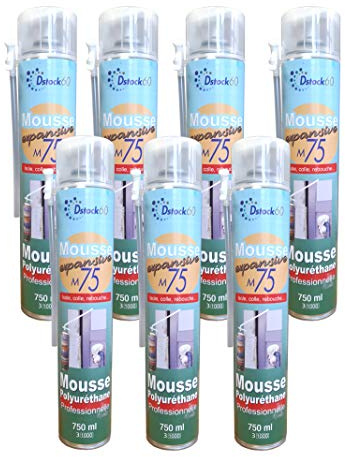 DSTOCK60-7 Flaschen Bauschaum/Montageschaum, 750 ml – Professioneller Polythan-Schaumstoff isoliert - klebt - dichtet ab - für den Innen- und Außenbereich