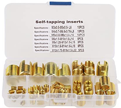 50 Stück Selbstschneidende Gewindeeinsätze Schraubenbuchse Reparatursatz für Gewindereparatur M3 M4 M5 M6 M8 M10 M12 Metallgewinde Werkzeugset