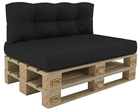 POKAR Palettenkissen Palettenauflagen Palettenmöbel Palettensofa 2er Set: Sitzkissen 120x80 + Rückenlehne 120x40, Anthrazit