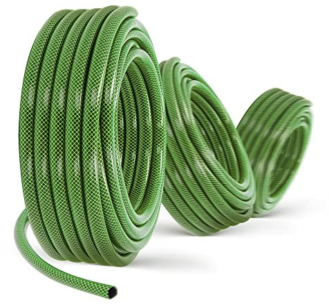 Manguera de jardín de 1/2, 30 m, verde, reforzado, 3 capas, resistente a los rayos UV, indeformable, flexible, riego, jardinería, lavado de coches, manguera blindada
