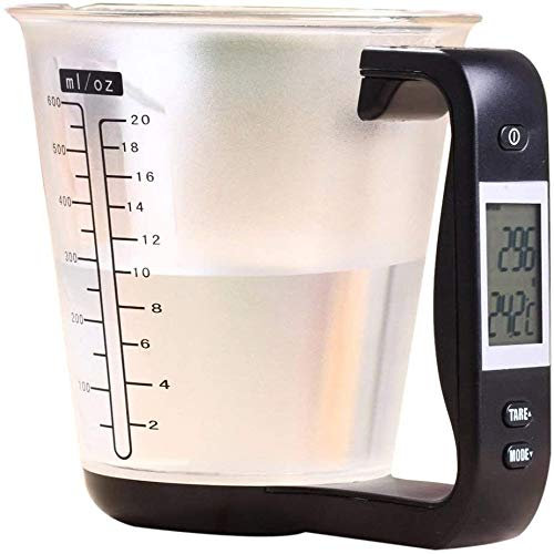Digitala mätkoppar, Elektronisk Mätkopp Kökskalor Digitalt Bägare Skalverktyg med LCD-skärm (Color : Black)