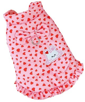 curfair Hundebekleidung für jeden Anlass Warmer Mantel mit Herzmuster Fliege, wasserdicht, verdickt, 2-beinig, Haustier-Baumwolle, bequem, den ganzen Tag, Rosa, S