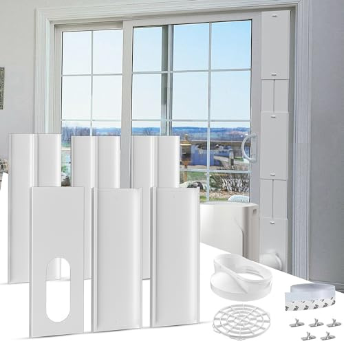 Cestluck Tragbares Klimaanlagen-Schiebetür-Entlüftungs-Set, mit 15 cm Kupplung und Vogelschutz, 6 Platten Max Länge 95 Zoll, verstellbares AC-Fenster-Kit für 15 cm Abluftschlauch