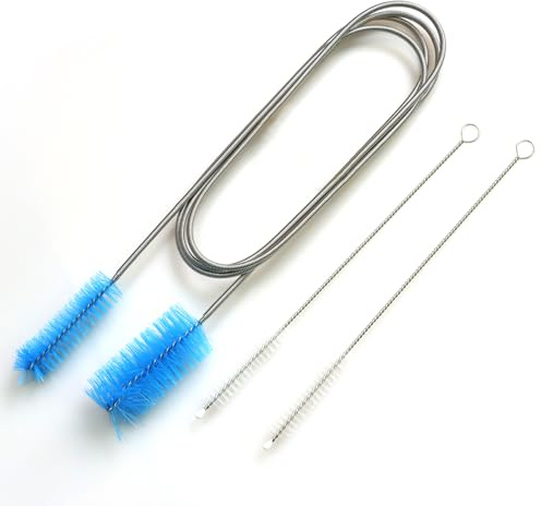 Doppelseitige Schlauchbürste aus Edelstahl, Flexible Abflussbürste 66in | für Strohhalmrohr, Schlauch, Flaschen, Kühlschrankablauf für Entblocken Rohre mit schmalem Abflussloch (Blau)
