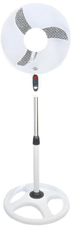 UBOON - Ventilador de Pie FAN-16 PULGADAS con 3 Velocidades, Altura Regulable y Luz de Cortesía, 16 pulgadas, 45W, Cabezal Oscilante, Base Circular, Rejilla de Seguridad, Motor de Aluminio, 220V/50Hz