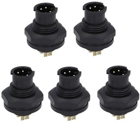 WOOXGEHM 5 Connettori Impermeabili Industriali, Connettore Cavo IP67 a 4 Pin E7 con Fibbia per Montaggio Posteriore per Utensili Elettrici da Esterno, Elettrodomestici