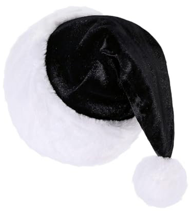 JinFu dian Personalisierte Weihnachtsmannmütze, individuelle Weihnachtsmütze, personalisierte Weihnachtsmütze, bestickter Name (schwarz, 32 x 45 cm (1 Stück))