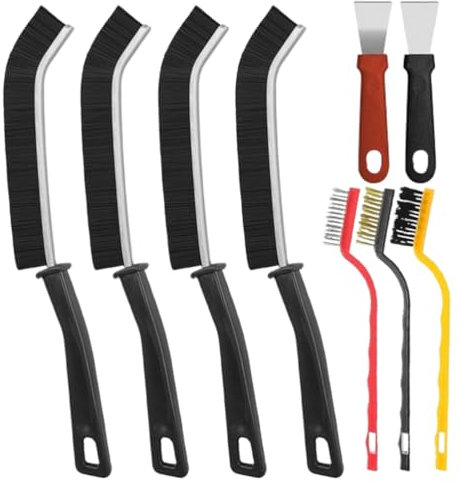 9pcs Cepillos de limpieza doméstica Rascador Cepillo de limpieza doméstica para costuras, cepillo de limpieza de costuras, cepillo de cerdas duras, ideal para limpieza profunda y rincones y grietas