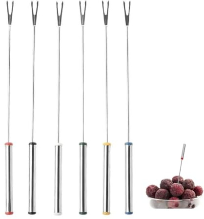 6 Pcs Fondue Forks - 9.4 Inch Stainless Steel Fondue Sticks with Heat Resistant Handle for Cheese Chocolate Fondue Roast Meat