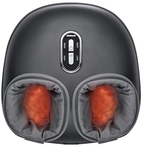Nekteck Shiatsu Foot Massager with Heat [2026 Upgraded], 3 Modes Deep Kneading Therapy Air Compression, Feet Massage Tool for Plantar Fasciitis, Relaxation Gifts for Men Women, Fits Size to US 13